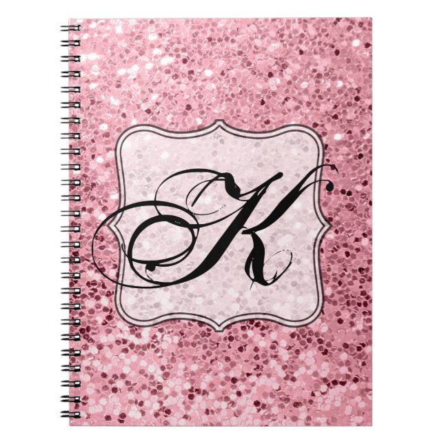 Personalized Note Book Rose Gold Glitter (Front)