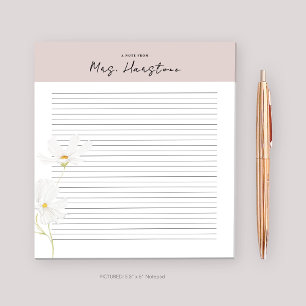 Personalized Notepad for Teacher with Flower Lined
