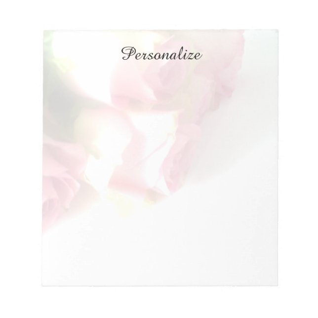Personalized notepads with pink rose photo image (Front)