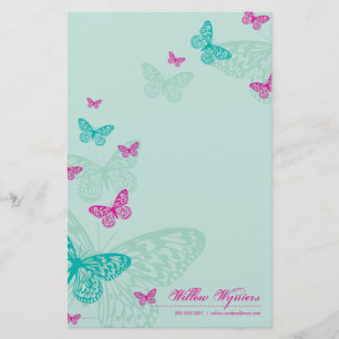 PERSONALIZED NOTEPAPER :: butterflies 5P Stationery