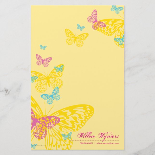PERSONALIZED NOTEPAPER :: butterflies 6P Stationery (Front)