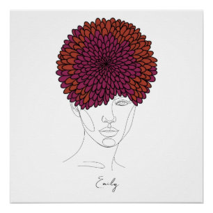 Personalized November Birth Flower Portrait Poster