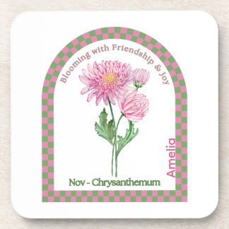 Personalized November Birth Month Flower Coaster