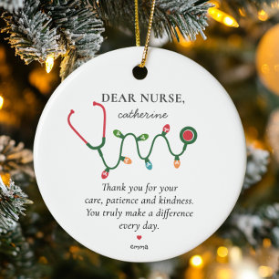 Personalized Nurse Appreciation Holiday Gift Ceramic Tree Decoration