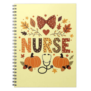 Personalized Nurse – Cute Pumpkin & Autumn Leaves  Notebook