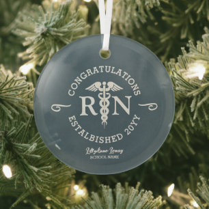 Personalized Nurse Graduation Keepsake Glass Tree Decoration