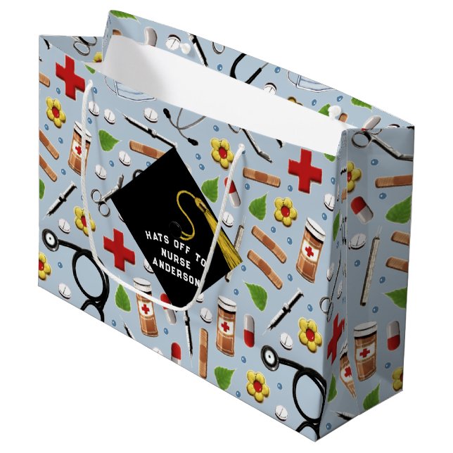 Personalized Nurse Graduation Large Gift Bag (Front Angled)