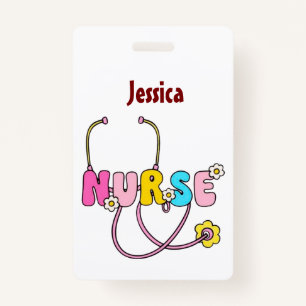 Personalized Nurse Name RN LPN Doctor Stethoscope  ID Badge
