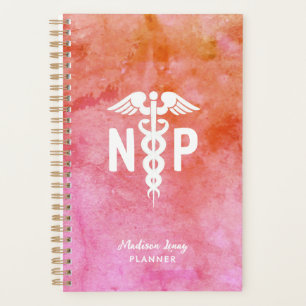 Personalized Nurse Practitioner Pink Orange Custom Planner
