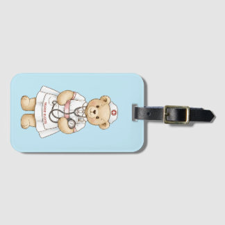 Personalized Nurse Teddy Bear Custom Name Nursing  Luggage Tag