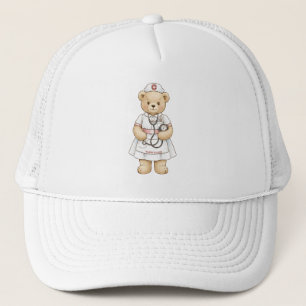 Personalized Nurse Teddy Bear Custom Name Nursing Trucker Hat