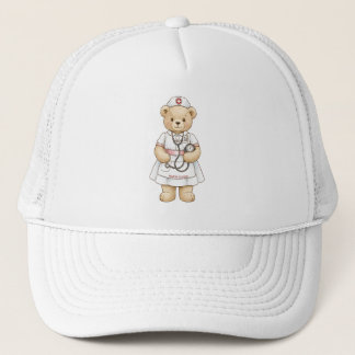 Personalized Nurse Teddy Bear Custom Name Nursing  Trucker Hat