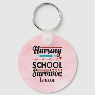 Personalized Nursing School Survivor Key Ring