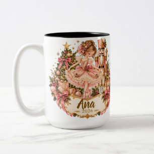 Personalized Nutcracker Ballerina Christmas Orname Two-Tone Coffee Mug