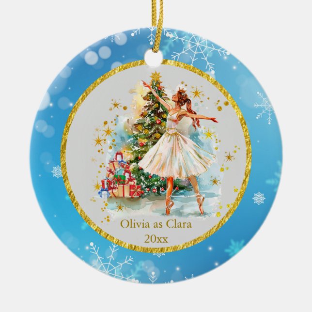 Personalized Nutcracker Ballet Christmas - Gift Ceramic Tree Decoration (Front)