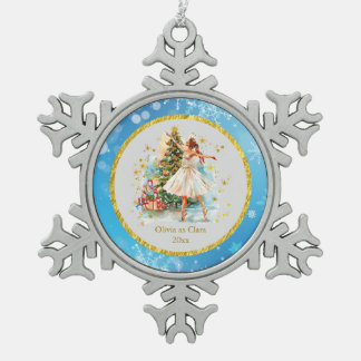 Personalized Nutcracker Ballet Christmas - Gift Snowflake Pewter Christmas Ornament