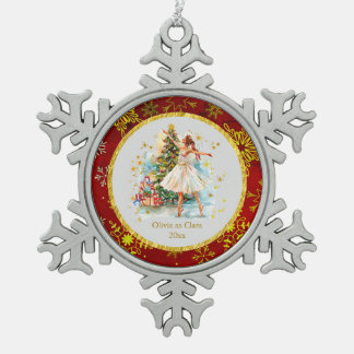 Personalized Nutcracker Ballet Christmas - Gift Snowflake Pewter Christmas Ornament