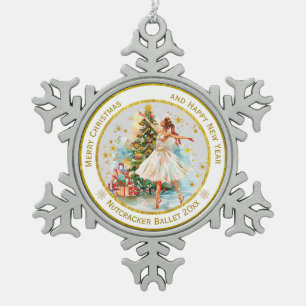 Personalized Nutcracker Ballet Christmas - Gift Snowflake Pewter Christmas Ornament