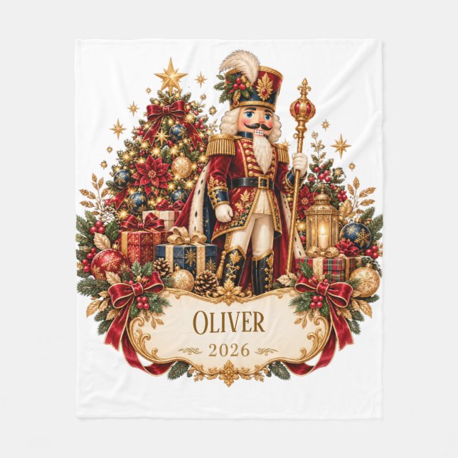 Personalized Nutcracker Christmas Blanket with Nam (Front)