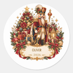 Personalized Nutcracker Christmas Blanket with Nam Classic Round Sticker