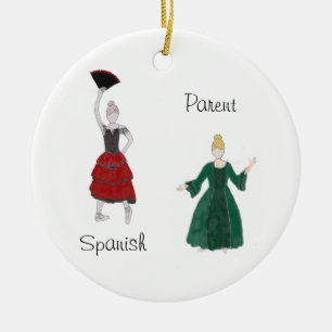 Personalized Nutcracker Spanish/Parent Keepsake Ceramic Tree Decoration