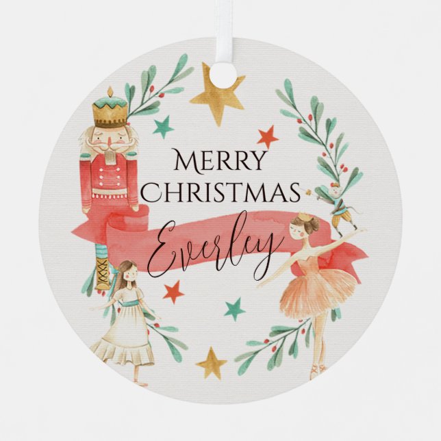 Personalized Nutcracker Theme Christmas Ornament (Front)