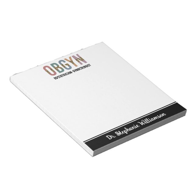 Personalized OBGYN Obstetrician Gynecologist Notepad (Angled)
