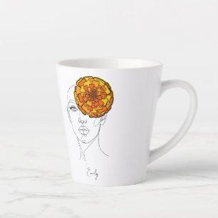 Personalized October Birth Flower Portrait Latte Mug