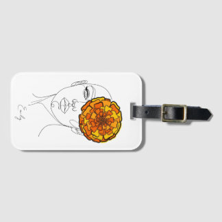 Personalized October Birth Flower Portrait Luggage Tag