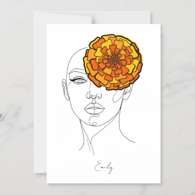 Personalized October Birth Flower Portrait Magnetic Invitation (Front)