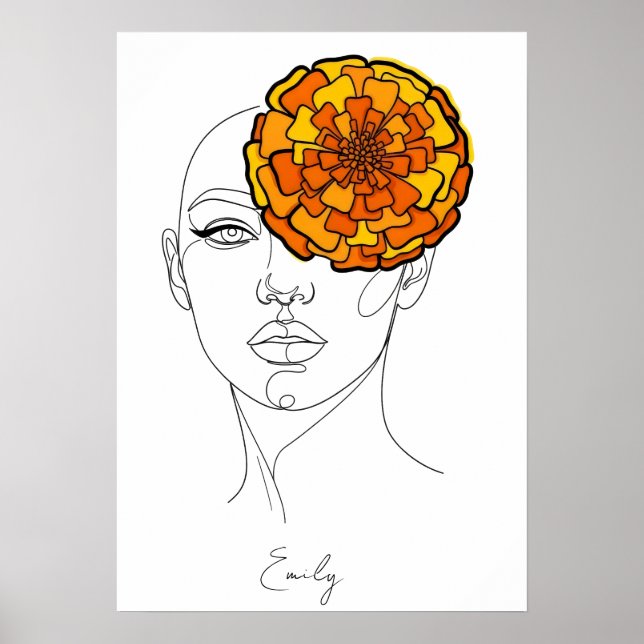 Personalized October Birth Flower Portrait Poster (Front)