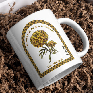Personalized October Birth Month Flower Coffee Mug