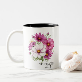 Personalized October Cosmos Birth Flower Mugs