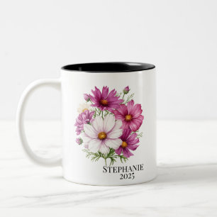 Personalized October Cosmos Birth Flower Mugs