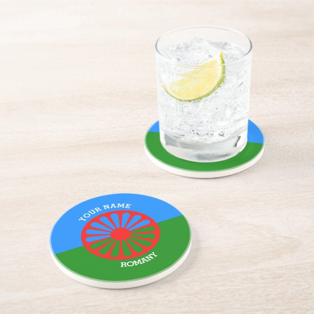 Personalized Official Romany gypsy travellers flag Coaster (Side)