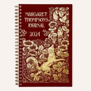 Personalized Old Book Reynard Fox Dotted Journal