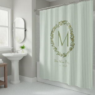 Personalized Olive Wreath Monogram  Shower Curtain