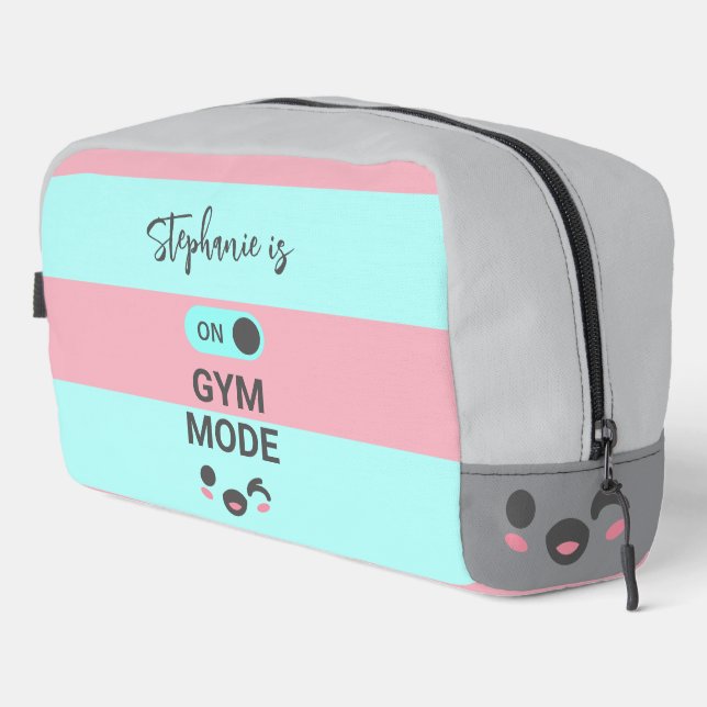 Personalized On Gym Mode Fun Cute Chic Dopp Kit (Right Corner)