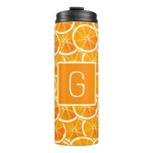 Personalized Orange Citrus Monogram  Thermal Tumbler