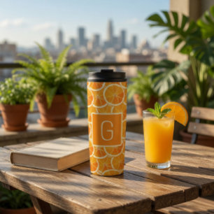 Personalized Orange Citrus Monogram Thermal Tumbler