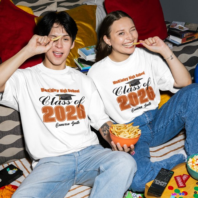 Personalized Orange Class of 2026 Graduation T-Shirt (Creator Uploaded)