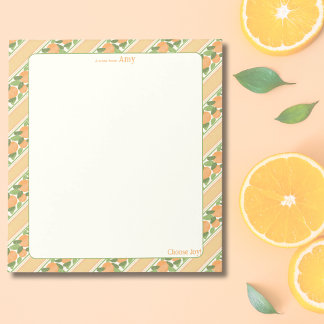 Personalized Orange Grove Striped Notepad