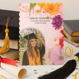 Personalized Orange Nature Floral Graduation Party Invitation