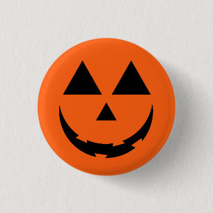 PERSONALIZED ORANGE PUMPKIN FACE HALLOWEEN 3 CM ROUND BADGE