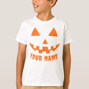 Personalized Orange Pumpkin Halloween Kid's Name T-Shirt