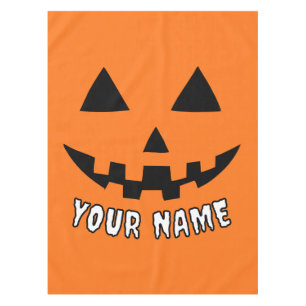 Personalized Orange Pumpkin Halloween Your Name Tablecloth