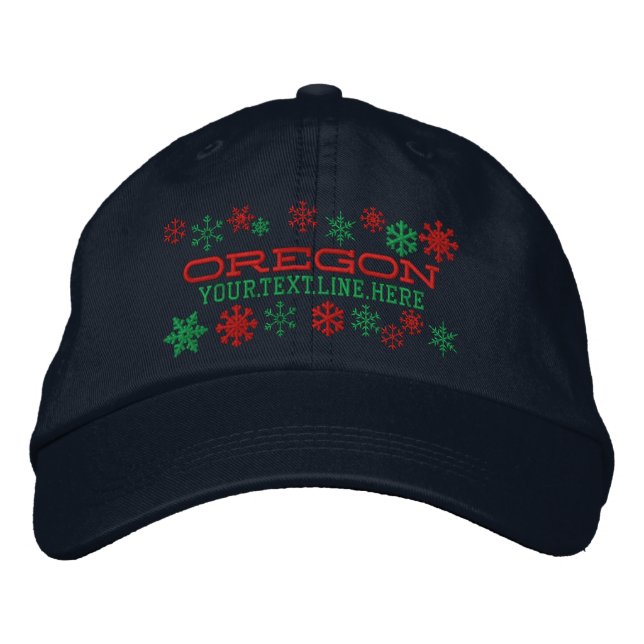 Personalized Oregon Winter Snowflakes Embroidered Hat (Front)