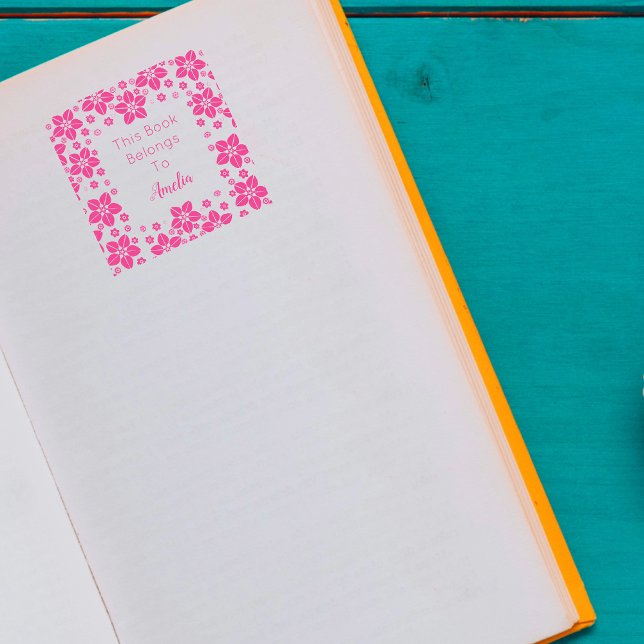 Personalized Oriental Flower This Book Belongs To Self-inking Stamp (Creator Uploaded)