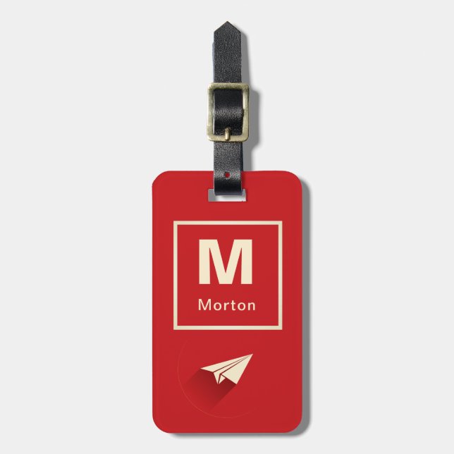 Personalized Origami Plane Luggage Tag (Front Vertical)