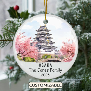 Personalized Osaka Ornament, Japan Ceramic Tree Decoration